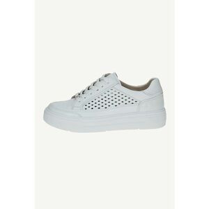 Pantofi sport flatform de piele cu segmente perforate - Alb optic imagine
