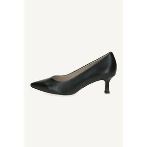 Pantofi din piele cu varf ascutit si toc kitten - Negru imagine