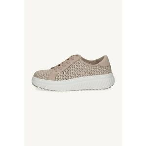 Pantofi sport wedge din piele cu garnituri din piele ecologica - Alb murdar/Bej deschis imagine