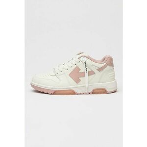 Pantofi sport low-cut din piele si material textil - Alb murdar/Roz prafuit imagine