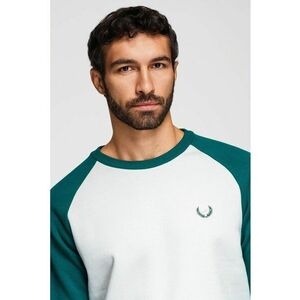 Bluza de trening regular fit cu maneci raglan - Alb/Verde petrol imagine