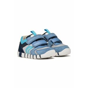 Pantofi sport Iupidoo cu velcro si garnituri de piele intoarsa - Gri/Albastru prafuit imagine