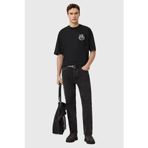 Tricou lejer din bumbac cu imprimeu grafic pe partea din spate - Negru imagine