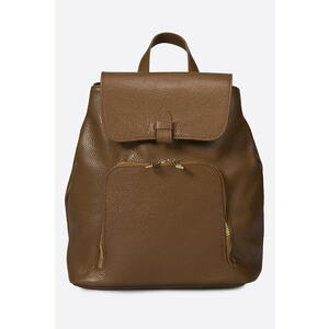 Rucsac din piele cu clapa - Maro cognac imagine