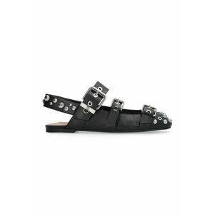 Pantofi din piele cu detalii metalice - Negru imagine