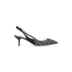 Pantofi cu toc kitten - Alb murdar/Bleumarin imagine