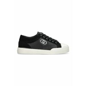 Pantofi sport din piele intoarsa si piele ecologica cu logo metalic - Negru imagine