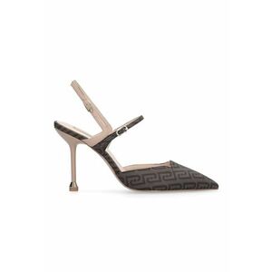 Pantofi sport slingback cu toc stiletto cu model si varf ascutit - Maro inchis imagine