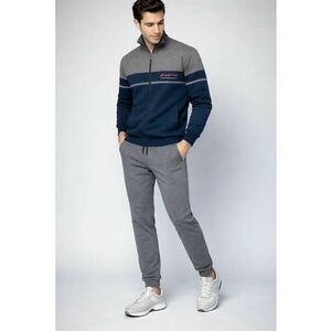 Trening set cu fermoar pantaloni - gri - Gri imagine