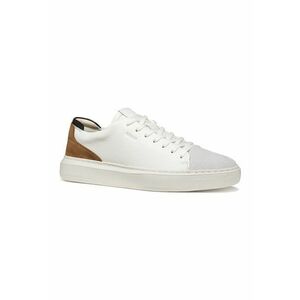 Pantofi sport de piele cu garnituri de piele intoarsa - Alb/Maro imagine