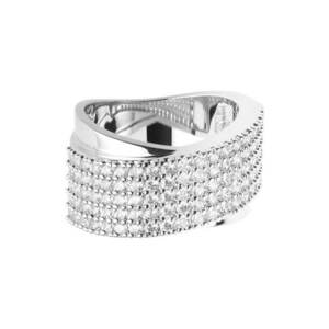 Inel asimetric decorat cu cristale - Argintiu/Transparent imagine