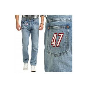 Blugi Barbati - Greensboro - Straight Fit - Talie Joasa - 5 Buzunare - Fqwfewqgermoar - Lungi - Bumbac - Albastru - Albastru imagine