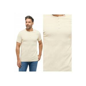 Tricou Barbati - Style Austin - Regular Fit - Maneca Scurta - Decolteu Rotund - Cu Logo - Bumbac - Design Clasic - Bej - Bej imagine