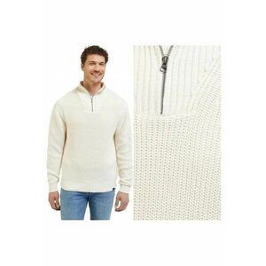Pulover Barbati - Half Zip Knit - Regular Fit - Cu Fermoar - Guler Inalt - Maneci Lungi - Fara Buzunare - Bumbac - L INTL - Alb imagine
