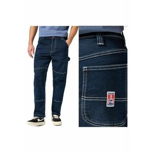 Blugi Barbati - Casey Jones - Straight Fit - Talie Medie - 5 Buzunare - Fermoar - Lungi - Bumbac - Albastru - Albastru imagine