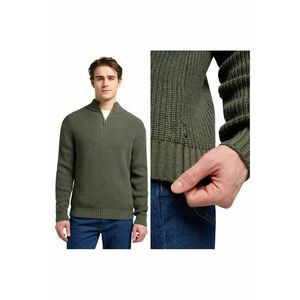 Pulover Barbati - Half Zip Knit - Regular Fit - Cu Fermoar - Maneci Lungi - Fara Buzunare - Bumbac - Verde - Verde imagine