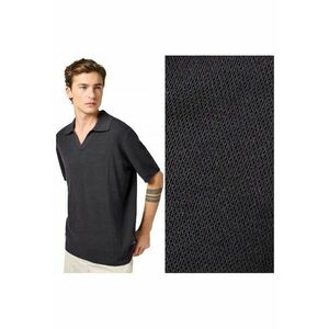 Pulover Barbati - SS Polo - Regular Fit - Fara Inchidere - Decolteu In V - Maneci Lungi - Fara Buzunare - Bumbac - Negru - Negru imagine
