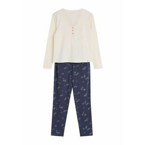 Pijama dama care combina confortul si stilul datorita aspectului sau modern si modelului cu fluturi in crem si albastru marin - Delanie - Animal print imagine