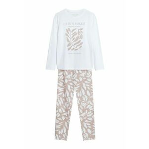 Pijama dama care combina confortul si stilul datorita aspectului lor modern si modelului floral in alb cream si bej - Dextra - Floral imagine
