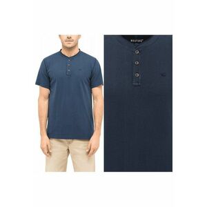 Tricou Barbati - Austin - Regular Fit - Maneca Scurta - Decolteu Rotund - Cu Logo - Bumbac - Design Clasic - Albastru imagine