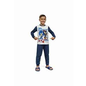 Pijama lunga cu imprimeu cu desene animate - Bleumarin imagine