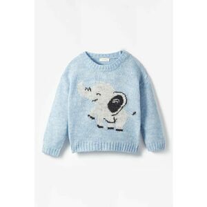 Pulover cu model cu animale - Albastru pastel/Alb optic imagine