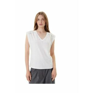 Tricou dama - bumbac/poliester/elastan - alb - imagine