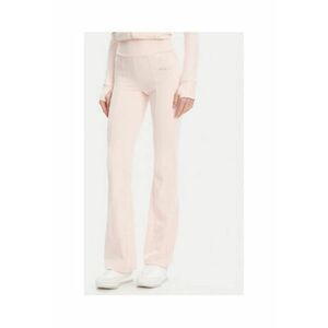 Pantaloni de trening cu logo metalic discret - croiala evazata si talie inalta imagine