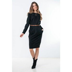 Rochie din piele intoarsa cu buzunare laterale Noemy - Negru imagine
