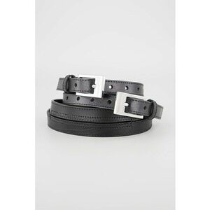 Set de curele inguste din piele - 2 piese - Negru imagine