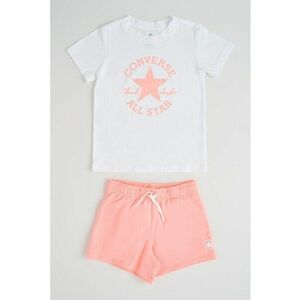 Set de tricou cu logo si pantaloni scurti - 2 piese - Alb/Roz imagine