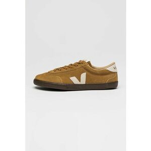 Pantofi sport low cut din piele intoarsa - Alb fildes/Caramel imagine
