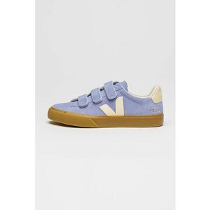 Pantofi sport low cut din piele intoarsa - Albastru pastel/Crem imagine