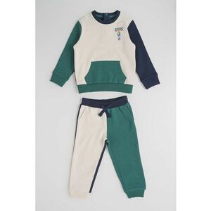Set de bluza si pantaloni de trening - Verde/Crem/Bleumarin imagine
