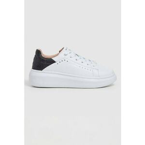 Pantofi sport cu segmente de piele - Alb optic/Argintiu imagine