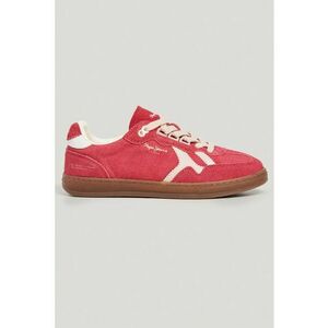 Pantofi sport de piele intoarsa si piele ecologica - Coral/Alb murdar imagine
