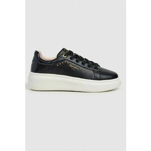 Pantofi sport cu segmente de piele - Auriu/Negru imagine