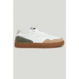 Pantofi sport de piele cu garnituir de piele intoarsa - Alb optic/Caramel/Verde feriga imagine