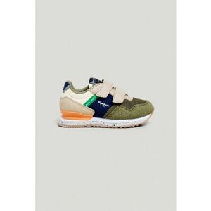 Pantofi sport cu model colorblock si velcro - Verde sparanghel/Bej deschis/Bleumarin imagine