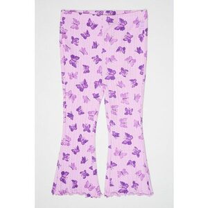 Pantaloni cu talie inalta si imprimeu grafic - Lila/Ametist imagine