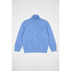 Bluza de trening din bumbac cu fermoar si buzunare frontale - Albastru prafuit/Albastru imagine
