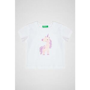 Tricou din bumbac cu imprimeu frontal - Alb/Violet prafuit/Liliac prafuit imagine