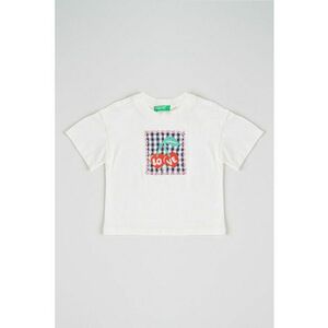 Tricou din bumbac cu decolteu la baza gatului - Rosu/Alb/Negru imagine