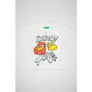 Tricou din bumbac cu decolteu la baza gatului - Rosu/Alb/Galben sofran imagine