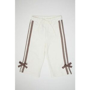 Pantaloni de trening cu croiala dreapta si segmente laterale contrastante - Alb/Maro pamantiu imagine