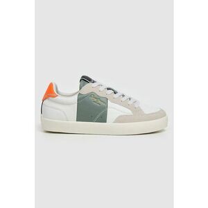 Pantofi sport de piele cu model colorblock - Alb/Negru/Portocaliu mandarina/Verde sparanghel imagine