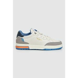 Pantofi sport de piele ecologica cu garnituri din material textil - Gri/Albastru ultramarin/Alb murdar imagine