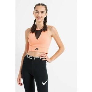 Top crop cu garnituri semitransparente Sportswear - Negru/Roz somon imagine