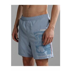 Pantaloni scurti de baie cu imprimeu logo si talie elastica Galapagos imagine