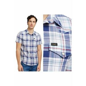 Camasa Barbati - SS Western Shirt - Regular Fit - Maneci Scurti - Cu Nasturidwqf - Design Clasic - Bumbac - M - Multicolor - Albastru imagine